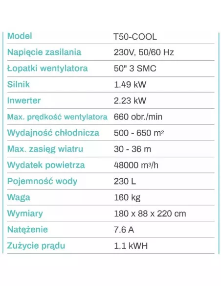 Klimatyzator Ewaporacyjny, schładzacz powietrza WinterCooler T50