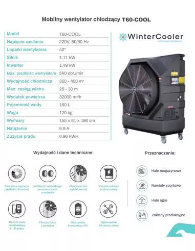 Evaporative Air Conditioner, Air Cooler WINTERCOOLER T60