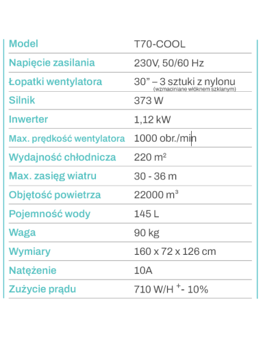 Klimatyzator Ewaporacyjny, schładzacz powietrzaWinterCooler C30